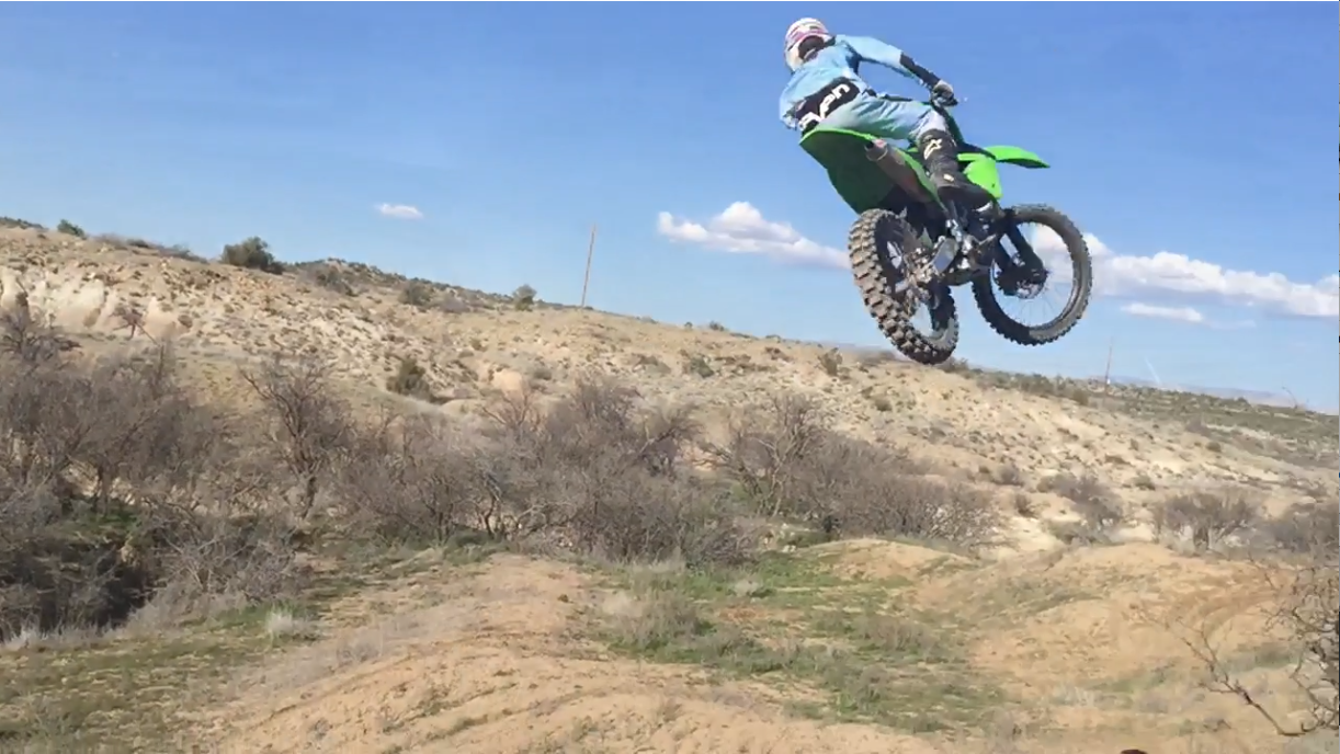 2011 Kawasaki KX250F with JBI Suspension Pro Shock in action free riding. 2011 Kawasaki KX250F with JBI Suspension Pro Shock in action free riding.