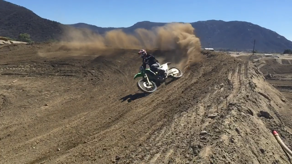 2014 Kawasaki KX250F with JBI Suspension Pro Shock in action at Pala Raceway 2014 Kawasaki KX250F with JBI Suspension Pro Shock in action at Pala Raceway